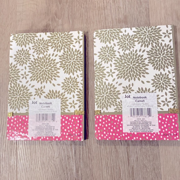 NEW Lot of 2x Notebooks - Gold Bursts w/ Pink & Shimmery Strap - Keeps secure! - Picture 5 of 8